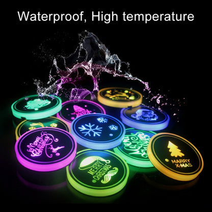 รถคริลิคที่มีสีสันที่ชาร์จ USB ถ้วยน้ำ Groove LED บรรยากาศแสง, Bell, Santa Claus, Christmas Deer, Christmas Hat, Christmas Tree, Christmas, Glove, Socks, Snowflake, English Deer, English Christmas, English Tree