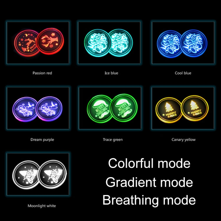 รถคริลิคที่มีสีสันที่ชาร์จ USB ถ้วยน้ำ Groove LED บรรยากาศแสง, Bell, Santa Claus, Christmas Deer, Christmas Hat, Christmas Tree, Christmas, Glove, Socks, Snowflake, English Deer, English Christmas, English Tree