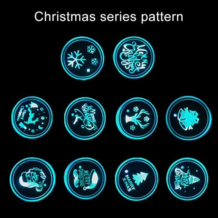 รถคริลิคที่มีสีสันที่ชาร์จ USB ถ้วยน้ำ Groove LED บรรยากาศแสง, Bell, Santa Claus, Christmas Deer, Christmas Hat, Christmas Tree, Christmas, Glove, Socks, Snowflake, English Deer, English Christmas, English Tree