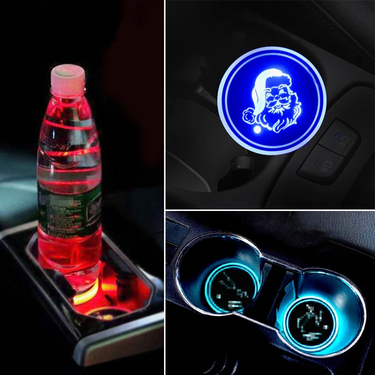 รถคริลิคที่มีสีสันที่ชาร์จ USB ถ้วยน้ำ Groove LED บรรยากาศแสง, Bell, Santa Claus, Christmas Deer, Christmas Hat, Christmas Tree, Christmas, Glove, Socks, Snowflake, English Deer, English Christmas, English Tree