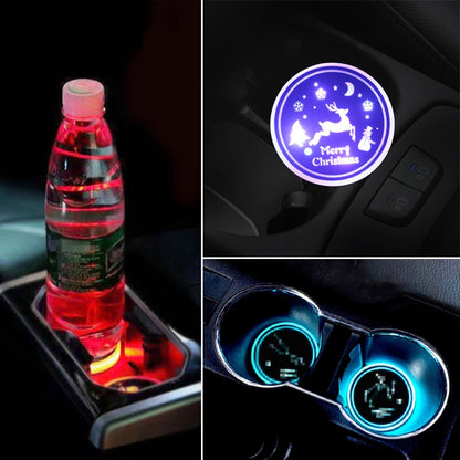 รถคริลิคที่มีสีสันที่ชาร์จ USB ถ้วยน้ำ Groove LED บรรยากาศแสง, Bell, Santa Claus, Christmas Deer, Christmas Hat, Christmas Tree, Christmas, Glove, Socks, Snowflake, English Deer, English Christmas, English Tree