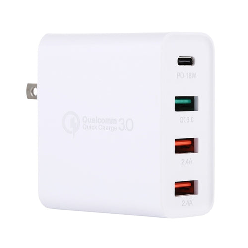 A3 PD 18W USB-C / Type-C + QC3.0 USB + Dual USB Interface ที่ชาร์จแบบพกพา, US Plug, EU Plug, UK Plug