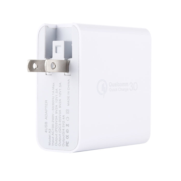 A3 PD 18W USB-C / Type-C + QC3.0 USB + Dual USB Interface ที่ชาร์จแบบพกพา, US Plug, EU Plug, UK Plug