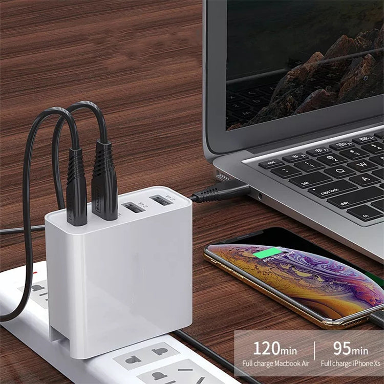 A3 PD 18W USB-C / Type-C + QC3.0 USB + Dual USB Interface ที่ชาร์จแบบพกพา, US Plug, EU Plug, UK Plug