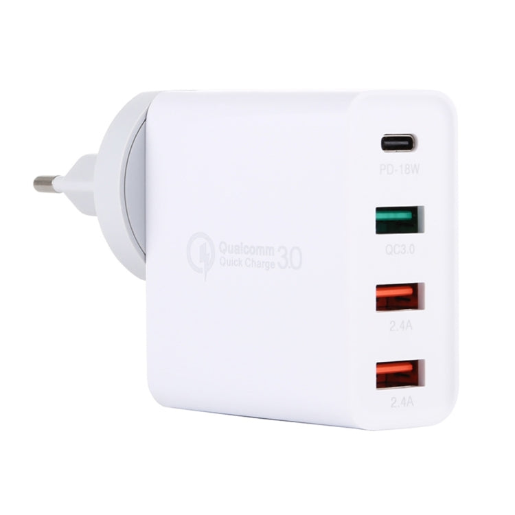 A3 PD 18W USB-C / Type-C + QC3.0 USB + Dual USB Interface ที่ชาร์จแบบพกพา, US Plug, EU Plug, UK Plug
