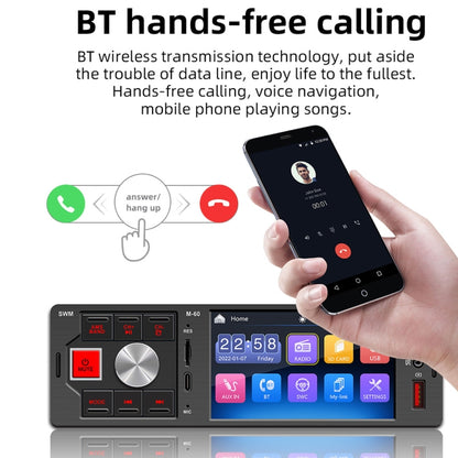 M-60 หน้าจอสัมผัสขนาด 4.0 นิ้วเครื่องรับวิทยุติดรถยนต์ Bluetooth MP5 Player พร้อมรีโมทคอนโทรล, FM60