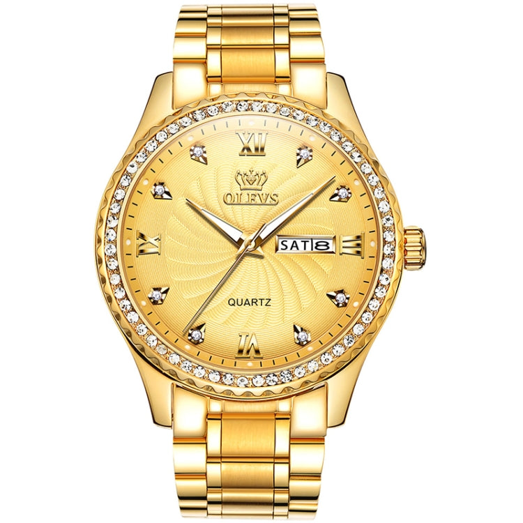 OLEVS 5565 Men Fashion Waterproof Stainless Steel Strap Diamond Quartz Watch