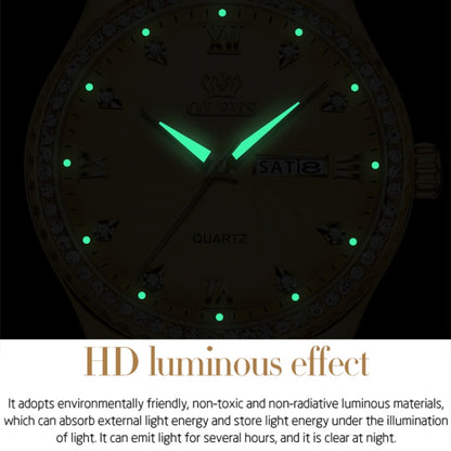 OLEVS 5565 Men Fashion Waterproof Stainless Steel Strap Diamond Quartz Watch