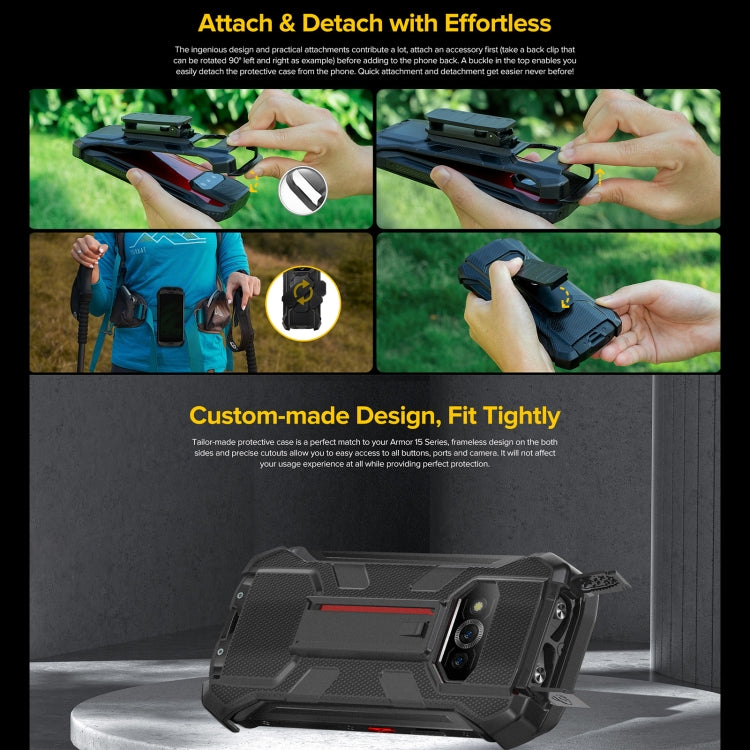 สำหรับ Ulefone Power Armor 15 Ulefone Back Clip เคสโทรศัพท์พร้อม Carabiner, For Ulefone Power Armor 15