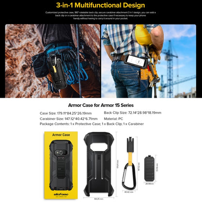 สำหรับ Ulefone Power Armor 15 Ulefone Back Clip เคสโทรศัพท์พร้อม Carabiner, For Ulefone Power Armor 15