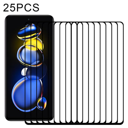 25 ชิ้นเต็มกาวฝาครอบป้องกันหน้าจอฟิล์มกระจกนิรภัย, For Xiaomi Redmi Note 11T Pro/11T Pro+ (25 PCS)
