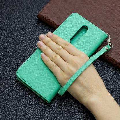 ซองหนัง PU พลิกแนวนอนเนื้อลิ้นจี่สีบริสุทธิ์พร้อมตัวยึดและช่องเสียบการ์ดและกระเป๋าสตางค์และเชือกเส้นเล็ก, For Galaxy A01, For Galaxy A21