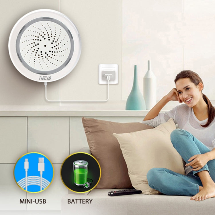 NEO NAS-AB02WT WiFi USB สัญญาณเตือนไซเรนพร้อมเซ็นเซอร์อุณหภูมิและความชื้น, AB02WT