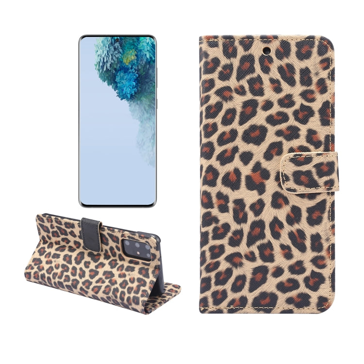 ซองหนังพลิกแนวนอนลายเสือดาวพร้อมตัวยึดและช่องเสียบการ์ด, For Galaxy S20