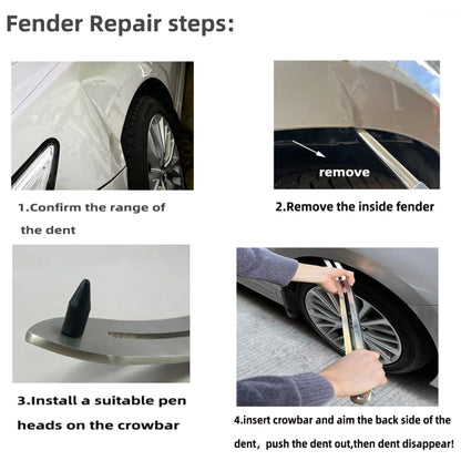 N8 10 ใน 1 รถ Paintless Dent Removal Fender Damage Repair Puller Lifter Arc Crowbar เครื่องมือแท่งตะขอชุด, 10 in 1