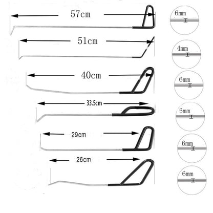 Q1 6 in 1 รถ Paintless Dent Repair Hail Remover Hooks Rods Kit, Q1 6 in 1