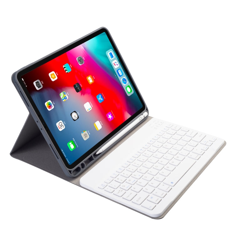 พื้นผิวผ้าที่ถอดออกได้แม่เหล็กบลูทูธคีย์บอร์ดซองหนังพลิกแนวนอนสำหรับ iPad Pro 11 2020/2018 พร้อมตัวยึดและช่องเสียบปากกา, RK11, RK11D Backlight