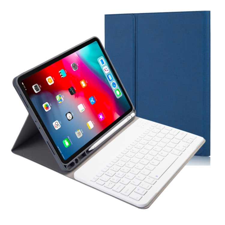 พื้นผิวผ้าที่ถอดออกได้แม่เหล็กบลูทูธคีย์บอร์ดซองหนังพลิกแนวนอนสำหรับ iPad Pro 11 2020/2018 พร้อมตัวยึดและช่องเสียบปากกา, RK11, RK11D Backlight
