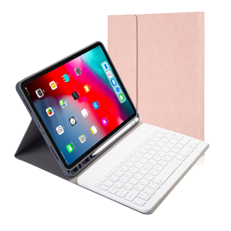 พื้นผิวผ้าที่ถอดออกได้แม่เหล็กบลูทูธคีย์บอร์ดซองหนังพลิกแนวนอนสำหรับ iPad Pro 11 2020/2018 พร้อมตัวยึดและช่องเสียบปากกา, RK11, RK11D Backlight