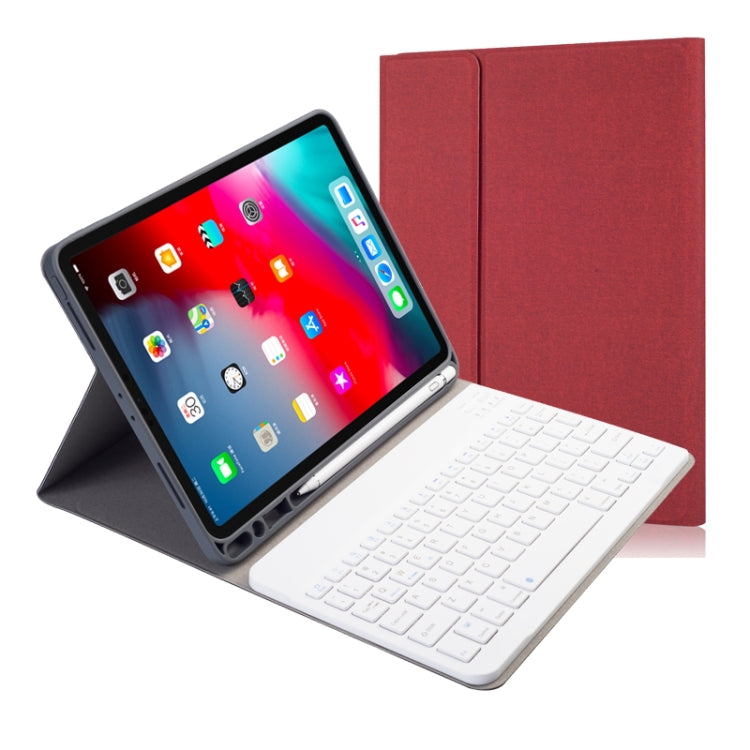 พื้นผิวผ้าที่ถอดออกได้แม่เหล็กบลูทูธคีย์บอร์ดซองหนังพลิกแนวนอนสำหรับ iPad Pro 11 2020/2018 พร้อมตัวยึดและช่องเสียบปากกา, RK11, RK11D Backlight