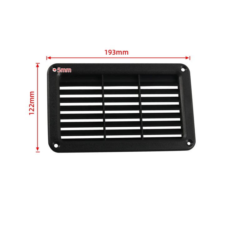 A6788 193x122 มม. สีดำสี่เหลี่ยมผืนผ้า Louvered Ventilation พลาสติก Venting แผงฝาครอบ, 193x122mm