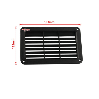 A6788 193x122 มม. สีดำสี่เหลี่ยมผืนผ้า Louvered Ventilation พลาสติก Venting แผงฝาครอบ, 193x122mm