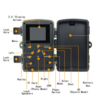 PR1000 2 นิ้วหน้าจอ LCD อินฟราเรด Night Vision Motion สัตว์ป่าการล่าสัตว์ Trail กล้อง, PR1000