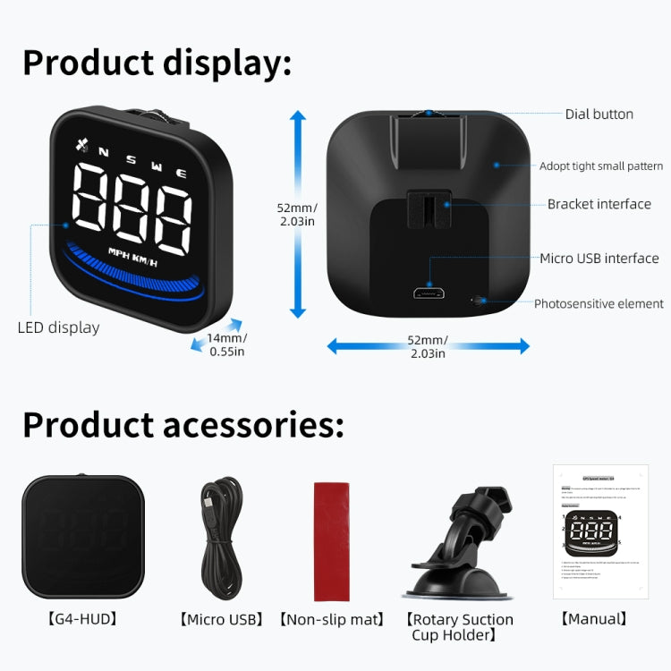 G4 Head Up Display รถ Speedometer สมาร์ทดิจิตอลเตือน GPS HUD, G4