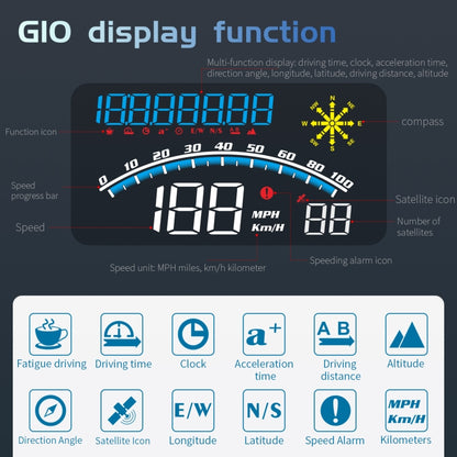 G10 5.5 นิ้วรถ HUD GPS Head Up Display เครื่องวัดระยะทาง LED กระจกโปรเจคเตอร์, G10