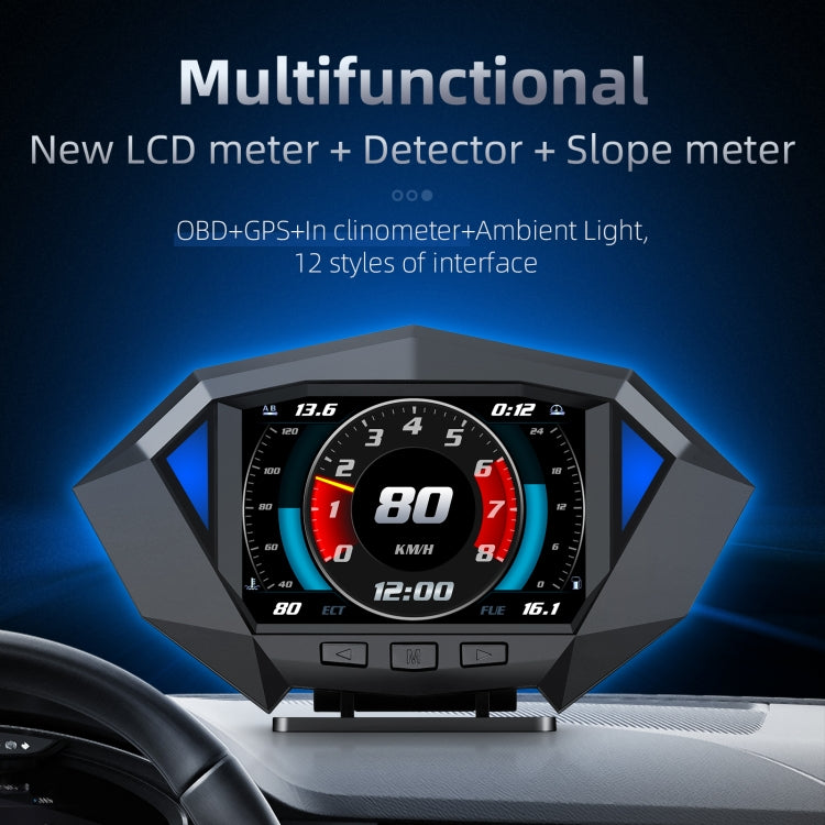 P1 3.5 นิ้วรถ OBD2 GPS HUD Head Up ระบบสมาร์ทดิจิตอล Speedometer Meter จอแสดงผล, P1