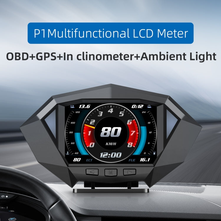 P1 3.5 นิ้วรถ OBD2 GPS HUD Head Up ระบบสมาร์ทดิจิตอล Speedometer Meter จอแสดงผล, P1