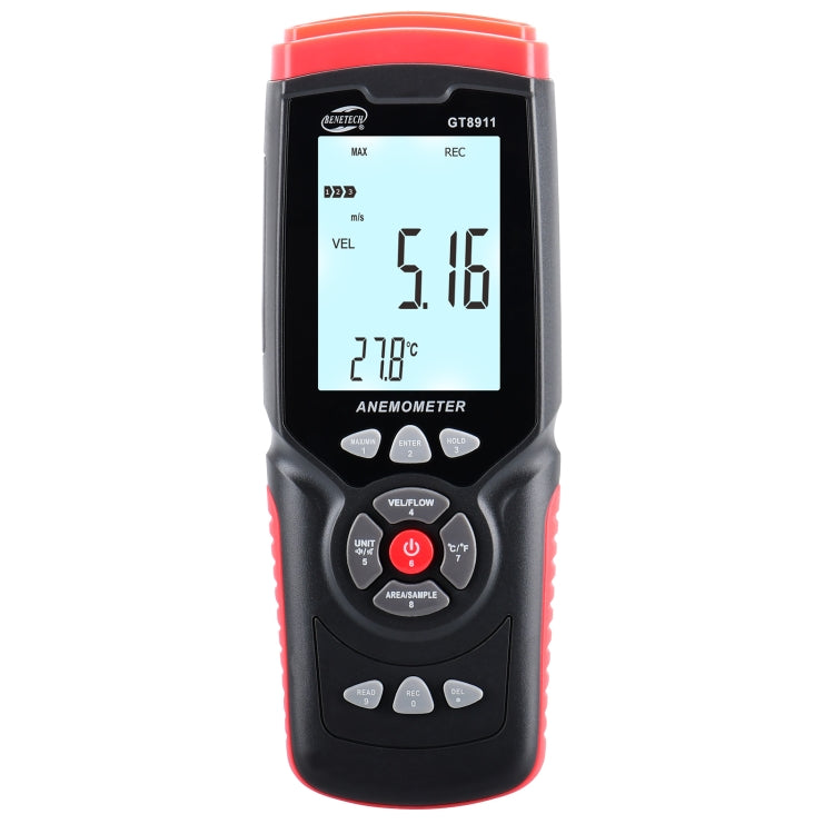 BENETECH GT8911 เครื่องวัดความเร็วลมแบบ Hot Wire แบบดิจิตอล LCD มือถือ, GT8911 Hot Wire Anemometer