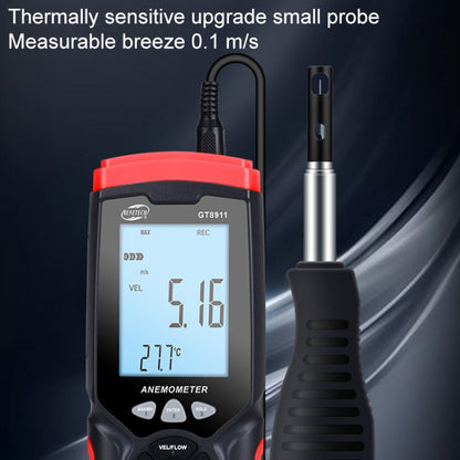 BENETECH GT8911 เครื่องวัดความเร็วลมแบบ Hot Wire แบบดิจิตอล LCD มือถือ, GT8911 Hot Wire Anemometer