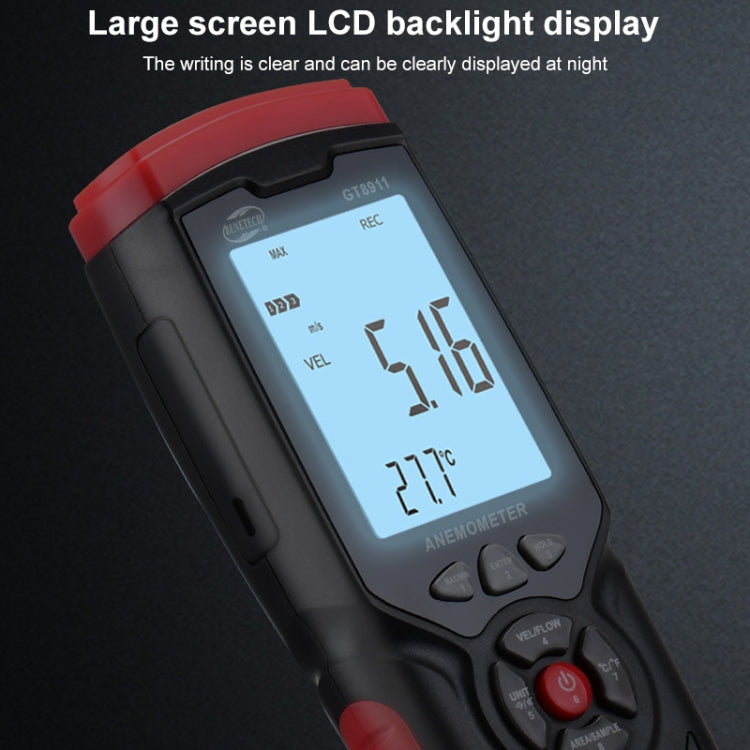 BENETECH GT8911 เครื่องวัดความเร็วลมแบบ Hot Wire แบบดิจิตอล LCD มือถือ, GT8911 Hot Wire Anemometer