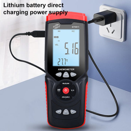BENETECH GT8911 เครื่องวัดความเร็วลมแบบ Hot Wire แบบดิจิตอล LCD มือถือ, GT8911 Hot Wire Anemometer
