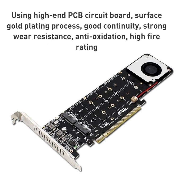 การ์ดแปลง PCIe X16 เป็น M.2 M-key NVMEx4 SSD RAID, PCIe X16 to M.2