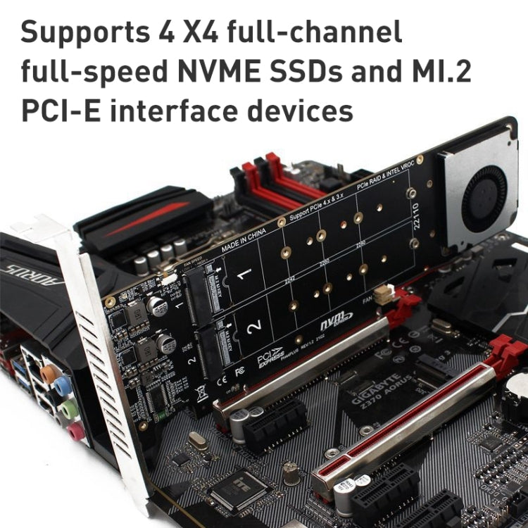 การ์ดแปลง PCIe X16 เป็น M.2 M-key NVMEx4 SSD RAID, PCIe X16 to M.2