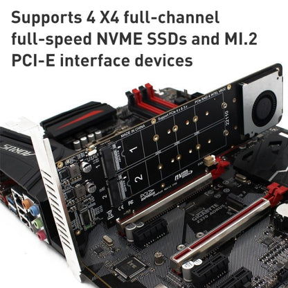 การ์ดแปลง PCIe X16 เป็น M.2 M-key NVMEx4 SSD RAID, PCIe X16 to M.2
