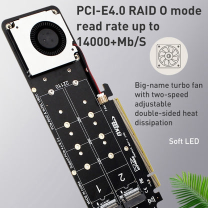 การ์ดแปลง PCIe X16 เป็น M.2 M-key NVMEx4 SSD RAID, PCIe X16 to M.2