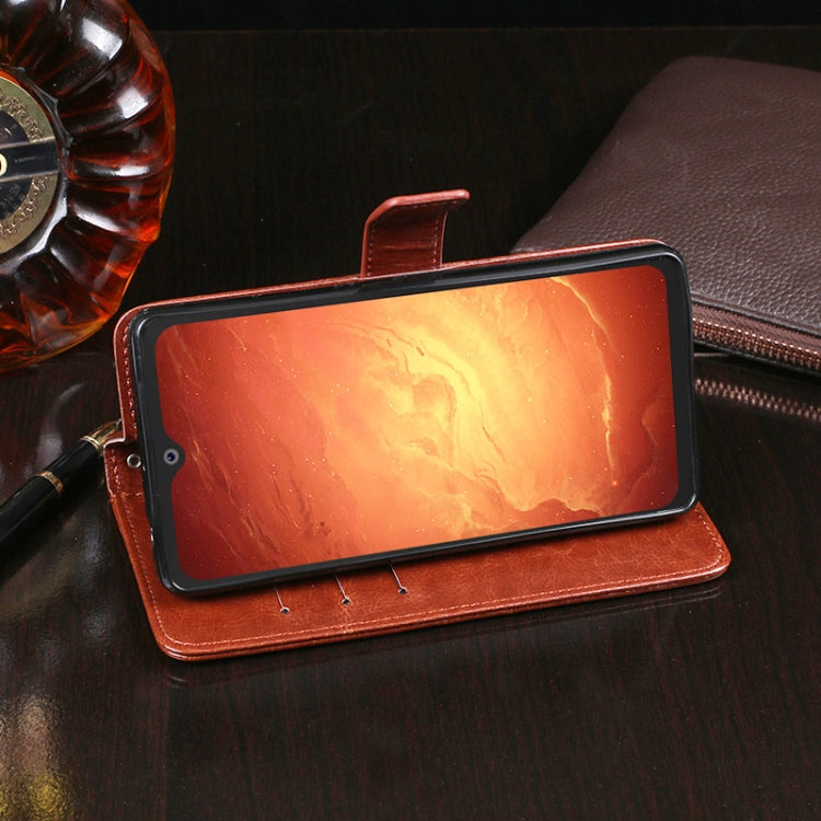 idewei Crazy Horse Texture ซองหนังพลิกแนวนอนพร้อมตัวยึดและช่องเสียบการ์ดและกระเป๋าสตางค์, For Blackview BV9800 Pro, For Cubot P30, For Infinix S4, For Infinix Smart 3 Plus, For OPPO Realme 5i, For Galaxy S10e