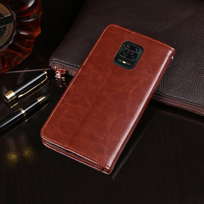 idewei Crazy Horse Texture ซองหนังพลิกแนวนอนพร้อมตัวยึดและช่องเสียบการ์ดและกระเป๋าสตางค์, For Xiaomi Redmi Note 9 Pro, For Xiaomi Redmi Note 9 Pro Max, For Galaxy A11, For Galaxy M31, For Vivo Z6, For HTC Desire 19+