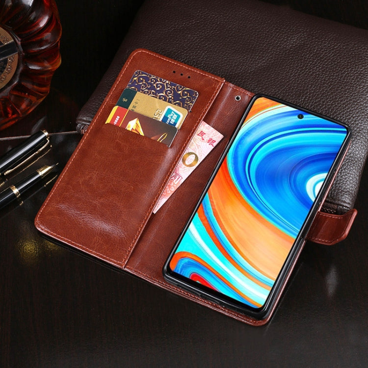 idewei Crazy Horse Texture ซองหนังพลิกแนวนอนพร้อมตัวยึดและช่องเสียบการ์ดและกระเป๋าสตางค์, For Xiaomi Redmi Note 9 Pro, For Xiaomi Redmi Note 9 Pro Max, For Galaxy A11, For Galaxy M31, For Vivo Z6, For HTC Desire 19+