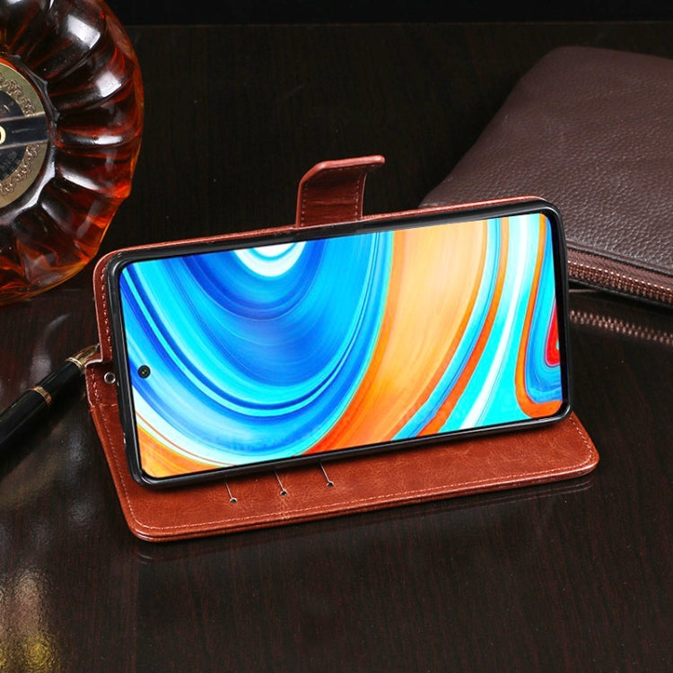 idewei Crazy Horse Texture ซองหนังพลิกแนวนอนพร้อมตัวยึดและช่องเสียบการ์ดและกระเป๋าสตางค์, For Xiaomi Redmi Note 9 Pro, For Xiaomi Redmi Note 9 Pro Max, For Galaxy A11, For Galaxy M31, For Vivo Z6, For HTC Desire 19+