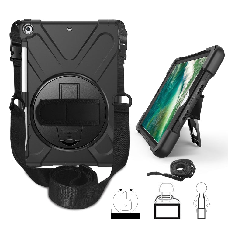 สำหรับ iPad 9.7 (2018) & (2017) ฝาครอบป้องกันซิลิโคนหมุนได้ 360 องศาพร้อมตัวยึดและสายคล้องมือ & สายยาว & ช่องใส่ดินสอ, For iPad 9.7 (2018) & (2017)