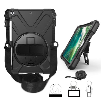 สำหรับ iPad 9.7 (2018) & (2017) ฝาครอบป้องกันซิลิโคนหมุนได้ 360 องศาพร้อมตัวยึดและสายคล้องมือ & สายยาว & ช่องใส่ดินสอ, For iPad 9.7 (2018) & (2017)