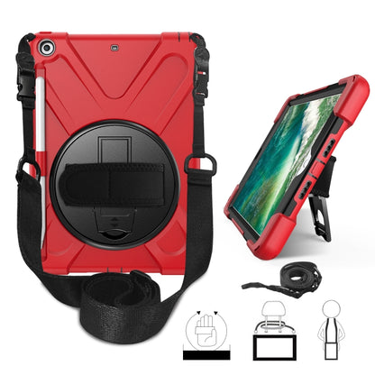 สำหรับ iPad 9.7 (2018) & (2017) ฝาครอบป้องกันซิลิโคนหมุนได้ 360 องศาพร้อมตัวยึดและสายคล้องมือ & สายยาว & ช่องใส่ดินสอ, For iPad 9.7 (2018) & (2017)