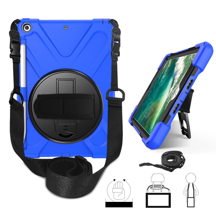สำหรับ iPad 9.7 (2018) & (2017) ฝาครอบป้องกันซิลิโคนหมุนได้ 360 องศาพร้อมตัวยึดและสายคล้องมือ & สายยาว & ช่องใส่ดินสอ, For iPad 9.7 (2018) & (2017)