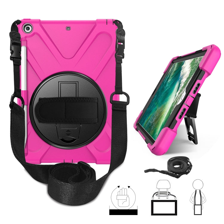 สำหรับ iPad 9.7 (2018) & (2017) ฝาครอบป้องกันซิลิโคนหมุนได้ 360 องศาพร้อมตัวยึดและสายคล้องมือ & สายยาว & ช่องใส่ดินสอ, For iPad 9.7 (2018) & (2017)