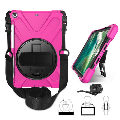 สำหรับ iPad 9.7 (2018) & (2017) ฝาครอบป้องกันซิลิโคนหมุนได้ 360 องศาพร้อมตัวยึดและสายคล้องมือ & สายยาว & ช่องใส่ดินสอ, For iPad 9.7 (2018) & (2017)