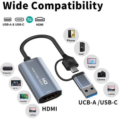 Z29 HDMI/M ถึง USB-Type C/M การ์ดจับภาพวิดีโอ HD, Z29